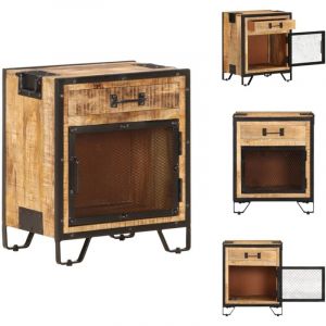Vidaxl - Table de chevet 43x30x51 cm Bois de manguier massif brut - Table De Chevet Industrielle - Table De Nuit Design - Meuble De Rangement - Table