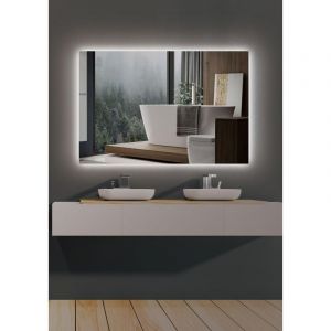 Miroir de salle de bain avec &eacute;clairage LED pour salle de bain, dressing, maquillage - Miroir r&eacute;tro&eacute;clair&eacute; avec lumi&egrave;re LED froide - 120 X 80 CM