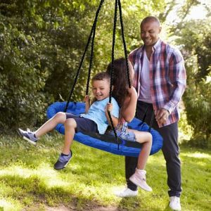 Grande Balançoire Ronde pour Enfant, Balançoire Nid d'Oiseau Diamètre 100 cm à Suspendre Ajustable pour Enfant Adulte Jardin Extérieur Poids max150