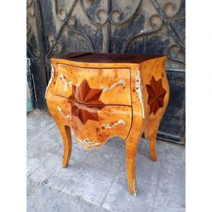 Commode baroque marquetée, dorure, meuble vintage, cabinet Ludwig