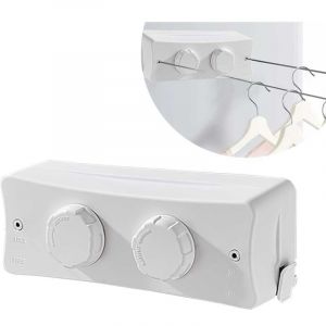 Fil A Linge Retractable Mural, 5,1m Fil A Linge Ext&eacute;Rieur Retractable Corde &agrave; Linge Robuste &eacute;Tendoir &agrave; Linge Fils &agrave; Linge en Acier Inoxydable Sechoir