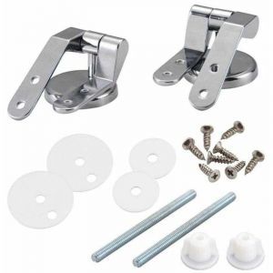 Charniere Abattant WC, Kit Fixations Remplacement pour WC Abattant, Charni&egrave;re WC Fixations, pour Si&egrave;ges de Toilette en R&eacute;sine de Bois - 2 Pcs