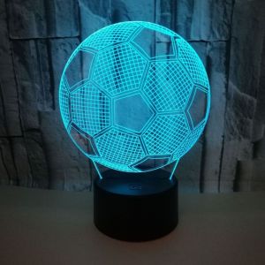 Veilleuse de football pour enfants, lampe de chevet LED 3D de football pour enfants, 7 couleurs changeantes avec t&eacute;l&eacute;commande, d&eacute;coration de chambre,