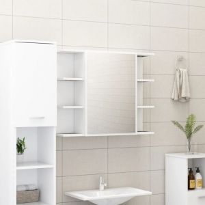 Armoire miroir murale salle de bain, Meuble de salle de bain, Armoire de toilette blanc 80x20,5x64 cm aggloméré jax40924 DESIGN IN