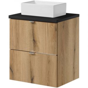 [en.casa] - Meuble sous lavabo newport 50 x 71 x 40 cm effet chêne noir