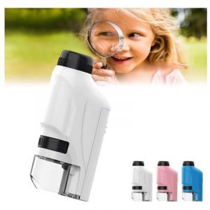 Microscope Portatif, Petiscope Enfant avec Lumière LED, Microscope Enfant Portable,Microscope De Poche Enfant,Mini