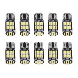 Tlily - 10 PièCes W5W T10 led Ampoules 4014 26SMD Voiture IntéRieur DôMe Toit Lampe Plaque D'Immatriculation Signal Queue BoîTe 12V LumièRe Blanche