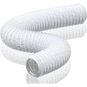 Blanc Tuyau de Ventilation 100 mm, 5 m Tuyau d'Evacuation en PVC Aluminium Gaine de Ventilation pour Extracteur d'Air, Climatisation, S&egrave;che-linge,