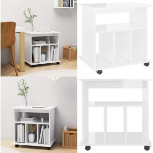 Vidaxl - Armoire à roulettes Blanc brillant 60x45x60cm Bois d'ingénierie - Meuble De Rangement - Armoire Sur Roulette - Armoire Blanche - Meuble De