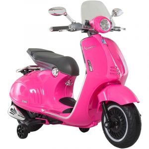 Moto Enfant Vespa Officielle, Moto &Eacute;lectrique 3 Ans avec Roues Stabilisatrices, Jouet Moto Fille avec Lumi&egrave;res et Sons, 108x49x75 cm, Rose