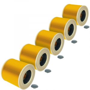 vhbw 5x filtre plissé compatible avec Kärcher A 2014 CarVac, A 2054 ME, A 2064 PT, A 2074 PT, A 2105, A 2120 ME, A 2224, A 2231 PT, A 2254 ME A 2500