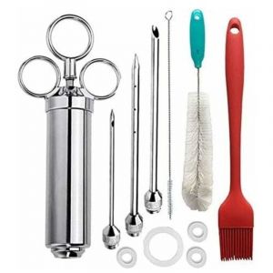 Seringue &agrave; Marinade Injecteur de Viande en INOX 304 Seringue &agrave; Sauce Poire &agrave; Jus Marinade Professionnelle pour Dinde B&oelig;uf Poulet Turquie Viande R&ocirc;tis