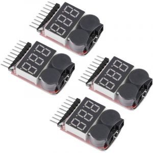 4pcs 1S-8S Testeur de Batterie Lipo, Contrôleur Lipo D'alarme de Sonnerie D'alarme de Batterie de Lipo de rc avec la led pour Lipo, Li-ION, Batterie