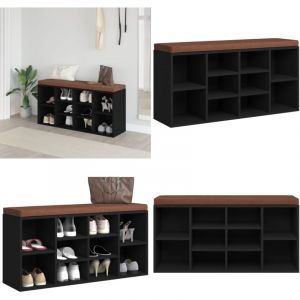 Banc &agrave; chaussures Noir 103x30x48 cm Bois d'ing&eacute;nierie - Banc Chaussure - Meuble Rangement - Banc Coffre - Organisation Chaussures - Rangement