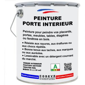 Codève Bois - Peinture Porte Interieur - 5 l - Codeve Bois - ral 8017 - Brun chocolat - Pour La Décoration De Votre Porte En Pin, Sapin, Frêne Ou