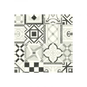 Décoweb - Sol Vinyle Style - Carreaux de ciment effet vieilli - Noir et blanc - Echantillon 15 x 20 cm