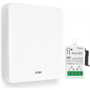 Interrupteur de Lumi&egrave;re Sans Fil, Interrupteur &eacute;metteur RF pour Panneau Mural de type 86 et Contr&ocirc;leur-r&eacute;cepteur &agrave; Relais de 10 A, pour des Lumi&egrave;res