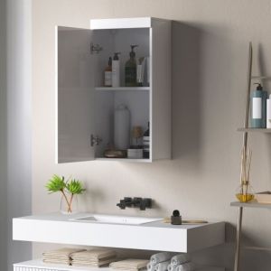 Armoire murale, meuble-lavabo de salle de bain, armoire de cuisine &agrave; deux niveaux, armoire &agrave; pharmacie murale blanche, 37,2 x 24,5 x 76,8 cm, blanche.