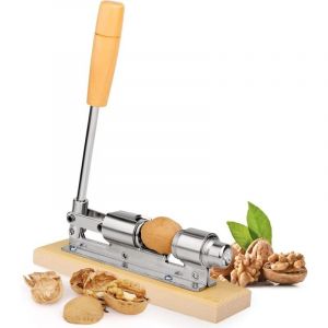 Basetbl - Casse-noix - casse-noix en acier inoxydable avec manche en bois - convient aux noix, châtaignes, amandes attendez