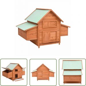 The Living Store - Poulailler 150x96x110 cm Bois de sapin massif - Poulailler En Bois - Poulailler Pour Poules - Abri Pour Poules - Coop Pour Poules