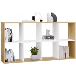 Topeshop - marion - Étagère modulable 8 cubes - Bibliothèque 8 cases - 147x30x75 cm - Artisan et Blanc