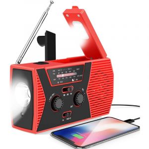 4000mAh Radio d'urgence Portable Radio à Manivelle Radio Solaire/Manivelle/Piles am/fm Crank Radio Batterie Urgence Dynamo Lampe sos Alarme Poche