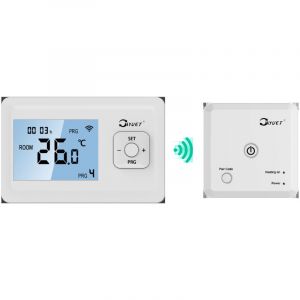 Treetalk &ndash; Thermostat programmable sans fil monobloc &ndash; &Eacute;cran LCD &ndash; Alimentation par piles &ndash; Relais sans fil 10A &ndash; Contr&ocirc;le chaudi&egrave;re 230V - HF-13523