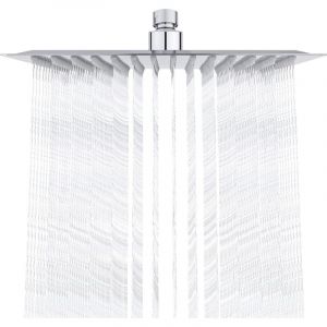Tete de Douche Inox - Douche Economie d'Eau, Pommeau de Douche Carr&eacute; 25CM, Tete de Douche Pluie Universelle Filetage 1/2 Pouce, Rotatif 360&deg;,