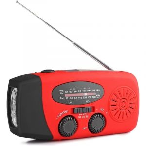 Radio Solaire Portable, Main Manivelle Self Powered AM/FM/NOAA Radio, Dynamo Météo Radio Appareil d'urgence avec 3-LED Lampe de Poche et Chargeur de