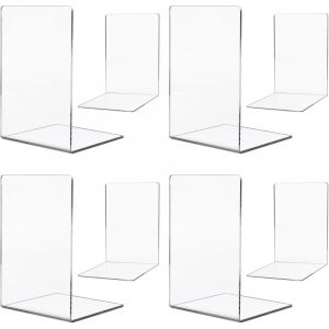 Lot de 8 Serres Livres, Serre-Livres en Acrylique Transparent, pour Enfant, Bureau, Salon et Salle D'&eacute;tude, &Eacute;cole, Librairie et Biblioth&egrave;que,