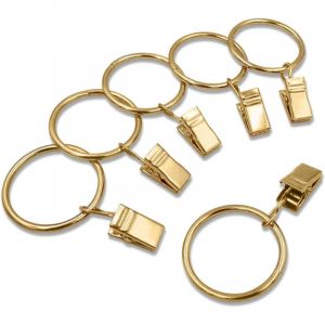 BEBUSINGOTO Lot de 20 Anneaux Rideaux &agrave; Clip en M&eacute;Tal Suspendre des - Diam&egrave;Tre Int&eacute;Rieur : 35 mm pour Tringle Rideau D&eacute;Coration La Maison, (Or Clair)
