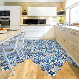 Ambiance-sticker - Stickers Sol Anti-dérapant avec Protection - tomettes sol nicoleta - 60x135cm-10stickershexagones30x26cm