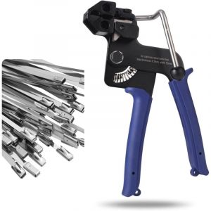 Largeight - Kit de Pistolet d'attache de câble en Acier Inoxydable avec 100 Attaches en Acier Inoxydable, Outil d'attache de câble pour Tendre et