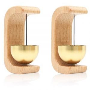 Sonnette magn&eacute;tique de porte (lot de 2) - Clochettes en bois pour l'ouverture de porte, signal d'entr&eacute;e adh&eacute;sif sans fil avec sonnerie douce pour la