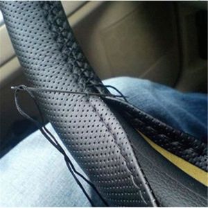 Couvre Volant de Voiture Housse Cuir Pour Volant Pr&ecirc;t &agrave; Coudre Pour Volant Diametre 38cm Universal - NOIR