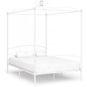 Design In - Lit double,Lit adulte,Cadre de lit à baldaquin Blanc Métal 140 x 200 cm392040 CFW181499
