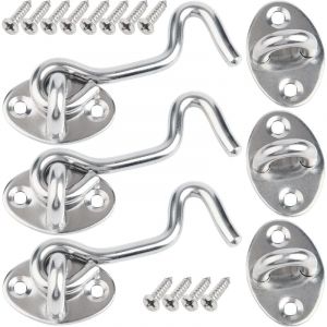 Crochet Porte, 3 Pcs 7.5cm Loquet Porte Exterieur,Crochet Fermeture Porte,Crochet Cabine en Acier Inoxydable,Verrou de Porte Interieure Avec Vis de