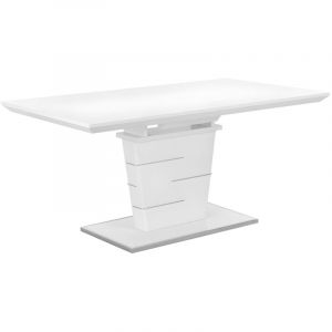 Vente-unique - Table &agrave; manger extensible amelle - 6 &agrave; 8 personnes - mdf Laqu&eacute; Blanc