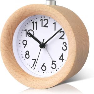 Vtizikl Reveil Matin en Bois a Piles de Voyage Réveil en Bois Silencieux sans Tic-Tac Lumineux Snooze Réveil de Chevet