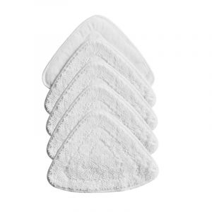Vileda Lot de 5 tampons de rechange pour balai vapeur Vileda, chiffon de nettoyage triangulaire en microfibre (blanc)