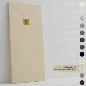 SOULBATH Receveur de Douche -R&eacute;sine -Gel Coat -Texture Lisse/Pierre -Antid&eacute;rapant -Couleur Cr&egrave;me Intense - 140X70- Extra plat 3cm. Bonde de Vidage