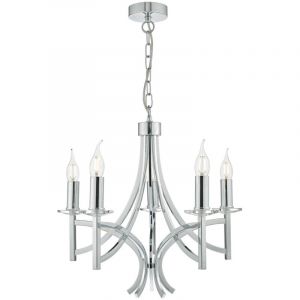 DAR LYON - Lampe &agrave; Suspension Chrome Poli & Cristal, 5x E14