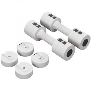 Halt&egrave;res r&eacute;glables (1,1/1,8/2,5 kg par halt&egrave;re) - Coque plastique protection sol - Pour homme et femme - Blanc 26.5x7.5x7.5cm