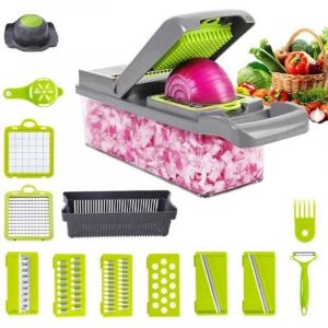 Coupeur de l&eacute;gumes multifonctions, cuisine 12 en 1, coupeur de l&eacute;gumes manuel, cuisine professionnelle, coupeur de l&eacute;gumes avec 7 lames r&eacute;glables,