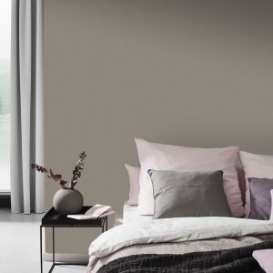 Bricoflor - Papier peint style scandinave taupe pour chambre | Tapisserie unie grisse marron moderne | Papier peint intissé unicolore