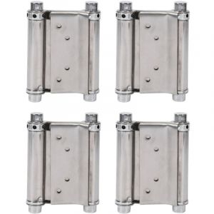 4 pcs charnière paumelle portes va-et-vient ressort double action acier inoxydable saloon western, 75 mm (Charge Jusqu'à 15kg)