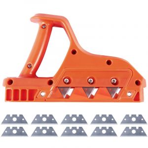 Rabot chanfreineur ABS plaque pl&acirc;tre et bois lame inox r&eacute;glable