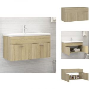 Vidaxl - Armoire d'&eacute;vier Ch&ecirc;ne sonoma 90x38,5x46 cm Bois d'ing&eacute;nierie - Meuble De Salle De Bain - Armoire Lavabo - Meuble Vasque - Rangement Salle De
