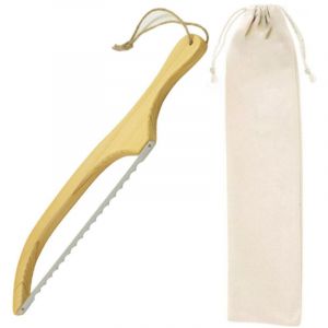 Couteau &agrave; Pain, Scie &agrave; Pain, Longueur 40 cm, Trancheuse &agrave; pain en bois avec poign&eacute;e ergonomique int&eacute;gr&eacute;e, adapt&eacute;e pour couper tous les types de pain,