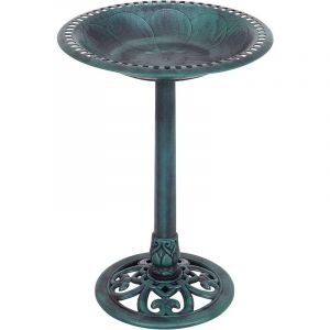 RELAX4LIFE Mangeoire &agrave; Oiseaux R&eacute;sistant aux Intemp&eacute;ries &phi;51x H72 CM, Bain d'oiseaux sur Pied, Abreuvoir pour Oiseaux, Facile &agrave; Installer, pour
